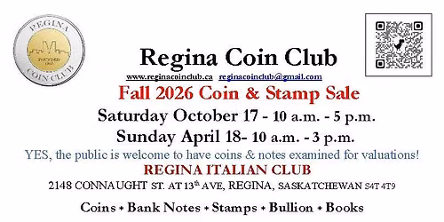 Regina Coin Club Sale and Show Fall 2026