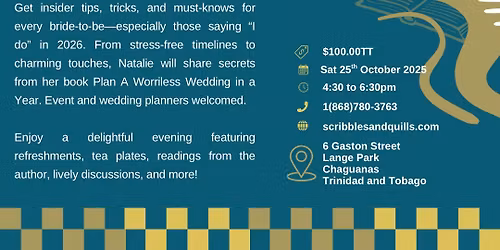 Sip and Read with Natalie Orr - How to Plan A Worriless Wedding in A Year 