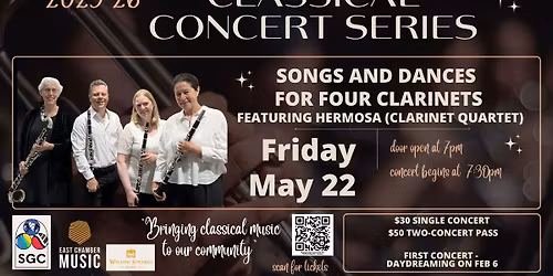 Songs and Dances for Four Clarinets @ The Stained Glass Centre for the Performing Arts