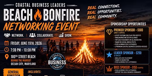 \ud83c\udf0a\ud83d\udd25 Coastal Business Leaders Beach Bonfire Networking Event \ud83d\udd25\ud83c\udf0a