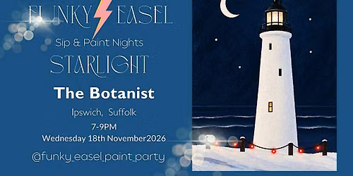 Sip & Paint Night At The Botanist, Ipswich, painting Starlight Lighthouse