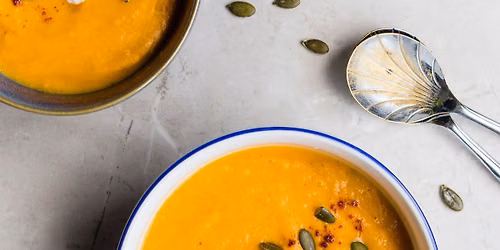 Cooking Class: Pumpkin Bisque with Pecan Cream & Cinnamon Buns and Baked Apples 21+ Only