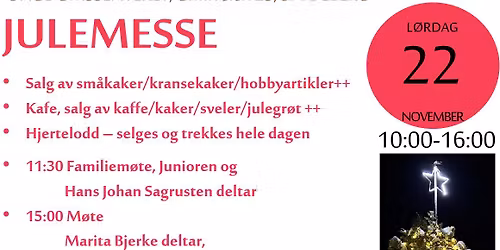 Julemesse, Ungdomssenteret, 22 nov-25, kl 10:00
