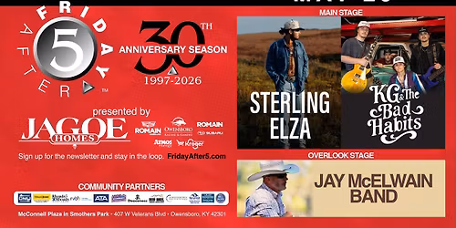 FRIDAY AFTER 5 - 30th: STERLING ELZA and KG & THE BAD HABITS