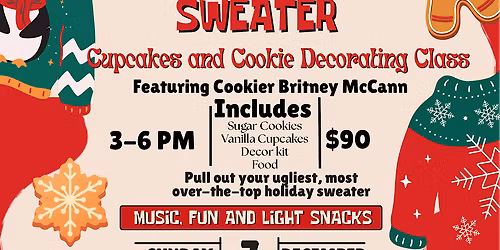 Ugly Christmas Sweater cupcake and cookie decorating class