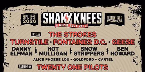 Shaky Knees Music Festival: The Strokes & Gorillaz - 2 Day Pass (Friday & Sunday)
