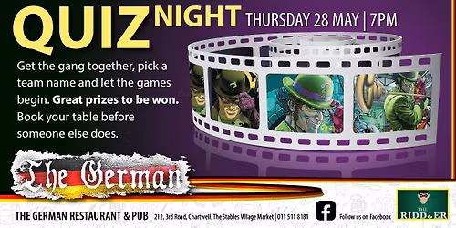 Quiz Night hosted by the world famous Riddler
