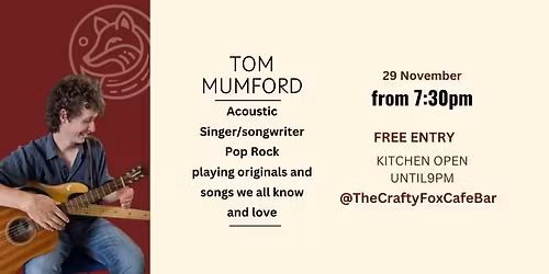 Tom Mumford playing LIVE at The Crafty Fox