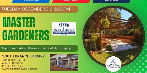 Master Gardeners Series: Hardscapes (South Branch)