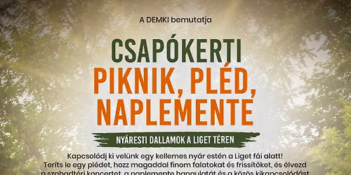 Csap\u00f3kerti piknik, pl\u00e9d, naplemente - ny\u00e1r esti dallamok a Liget t\u00e9ren