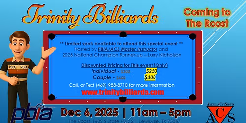 Billiards Workshop \/ Class - The Roost