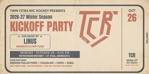 TCR 2026-27 Season Kickoff Party w\/ Live Music by Linus