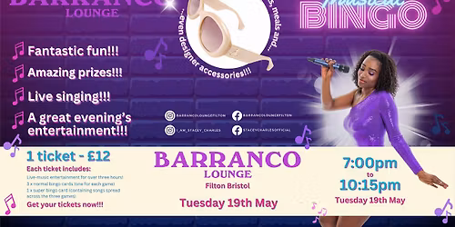 Musical Bingo live at Barranco Lounge (Filton, Bristol, UK) - Tuesday 19th May 7pm