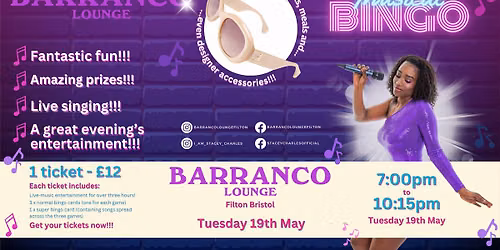 Musical Bingo live at Barranco Lounge (Filton, Bristol, UK) - Tuesday 19th May 7pm
