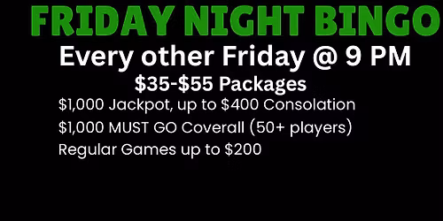 Friday Night Bingo at Broadway Pizza