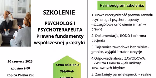 PSYCHOLOG I PSYCHOTERAPEUTA Prawne Fundamenty 