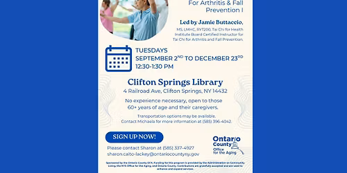 Tai chi for arthritis and Fall Prevention I Ontario County Office for the Aging