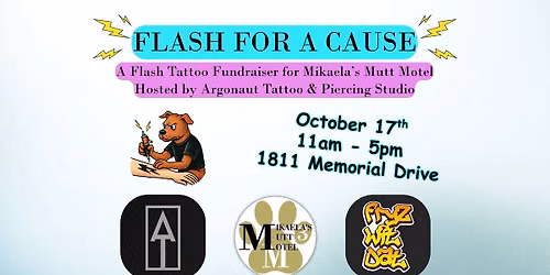 \u26a1\ufe0f\ud83d\udc15 Flash for a Cause: A Flash Tattoo Event for Mikaela\u2019s Mutt Motel