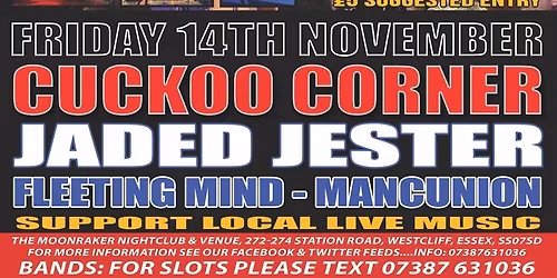 Cuckoo corner\u2026jaded jester\u2026manc union\u2026fleeting minds