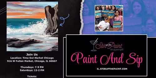 \u201cBeach-Rocks-Sunset\u201d Sip and Paint Saturday 12:00 p.m. at Timeout Market