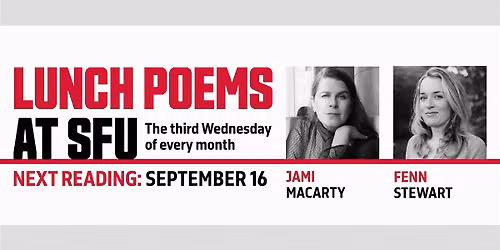Lunch Poems presents Jami Macarty and Fenn Stewart (In Person)