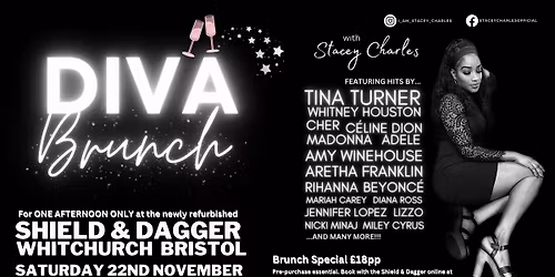 DIVA Brunch with Stacey Charles at the Shield & Dagger (Whitchurch) - Saturday 22nd November 2:30pm
