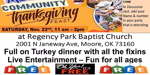 Moore Community Thanksgiving Feast