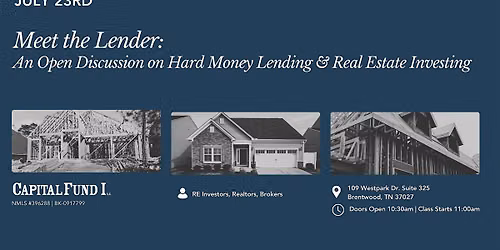 Meet The Lender -An Open Discussion on Hard Money Lending & RE Investing