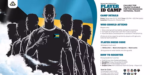 Bahamas Men\u2019s National Team \u2013 Player ID Camp