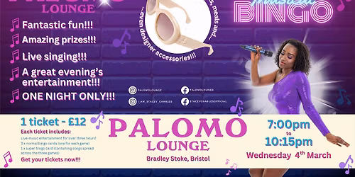 Midweek Musical Bingo at Palomo Lounge (Bradley Stoke, Bristol) - Wednesday 4th March 7pm