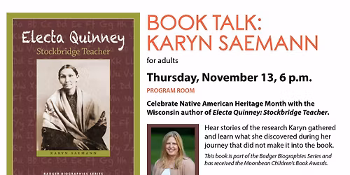 Book Talk: Karyn Saemann (adults)