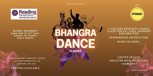 Whitley - FREE Bhangra Classes 23rd  Feb to 23rd Mar