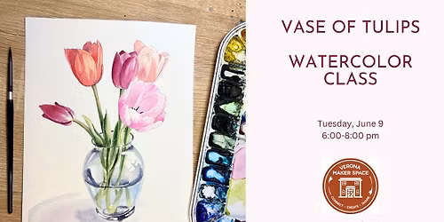 Vase of Tulips in Watercolors