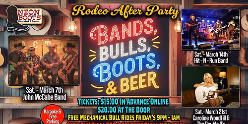 BAND, BULLS, BOOTS & BEER with LIVE Music by CAROLINE WOODFILL!