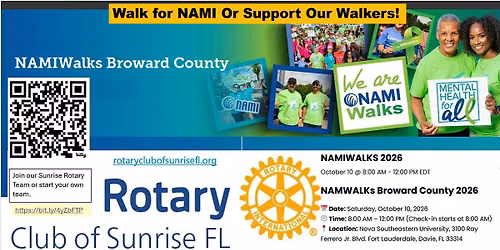 Walk Or Support Our Walkers for NAMI, or Mental Health, At Nova University