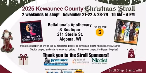 2025 Kewaunee County Christmas Stroll at BellaLuna's Apothecary