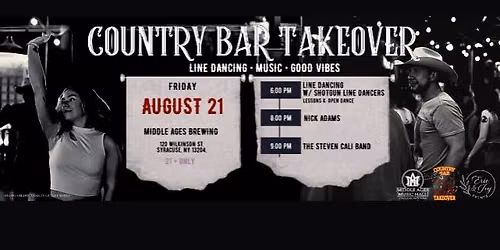 Country Bar Takeover w\/ Line Dancing + Nick Adams + Steven Cali Band