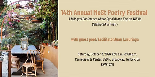 14th Annual MoSt Poetry Festival Featuring  Juan Luzuriaga