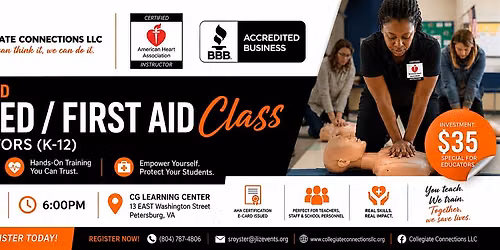 AHA Certified CPR \/ AED \/ First Aid Class for Educators (K-12)