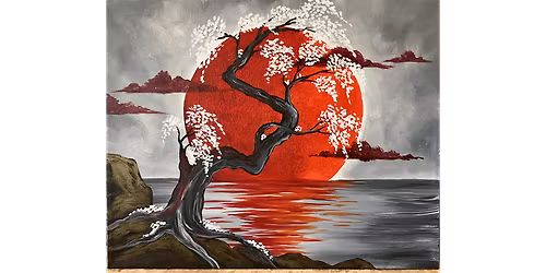 Japanese Crimson Moon - Paint and Sip in Chicago | Classpop!\u2122