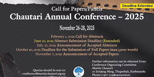 Call for Papers\/Panels: Chautari Annual Conference \u2013 2025 [deadline extended]