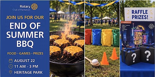 Plantation and Sunrise Rotary End of Summer BBQ, Everyone is Welcome!