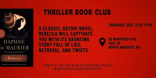 Thriller Book Club - Rebecca by Daphne Du Maurier