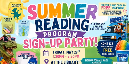 Summer Reading Program Sign-Up Party (All Ages-Open to Public)