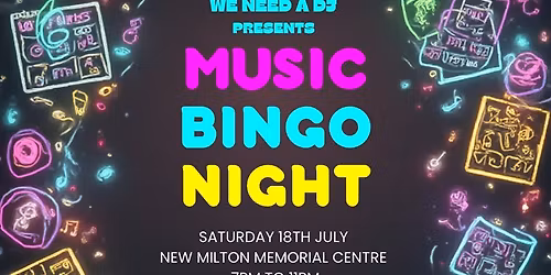 WE NEED A DJ presents       MUSIC BINGO CHARITY EVENT 