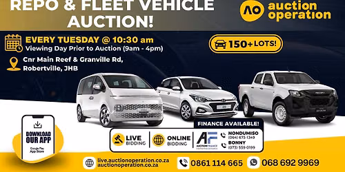 Every Tuesday, Repo & Fleet Vehicle Auction!