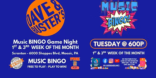 Music BINGO  | Dave & Buster's - Scranton PA TUE 6p @LeaderboardGames