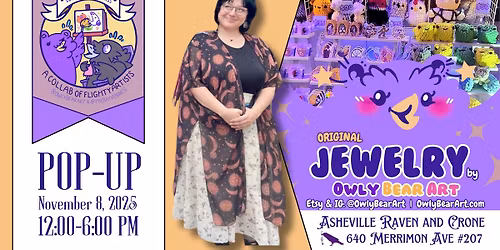 Owly Bear Art Vendor Pop-Up with local artist Nyx Tuttle