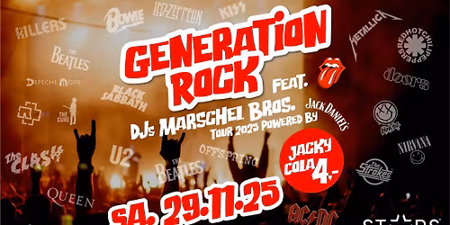 "Generation Rock" feat. DJs Marschel Bros. | Sa. 29.11. | STARS Straubing