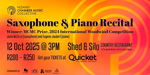 Saxophone and Piano Recital - Josie McClure (saxophone) and Eugene Joubert (piano)